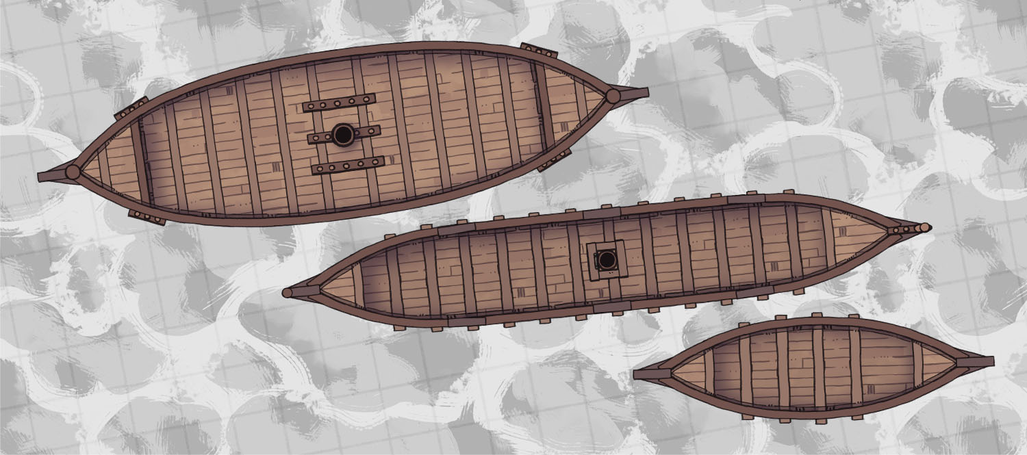 Dragonship, Rowboat, Viking Longship battle maps, banner