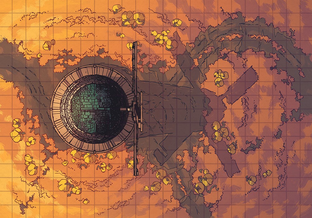 Pumpkin Hill Halloween Battle Map – Color & Grid Preview